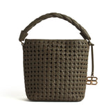 Sofia Woven Khaki Leather Midi Bag
