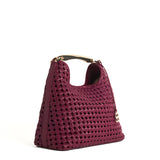 Sofia Woven Red Wine Leather Midi Bag