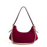 Iman Shoulder Bag in Maroon Suede
