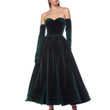 Inara Emerald Velvet Midi Dress