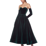 Inara Emerald Velvet Midi Dress