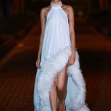 Madeline White Halterneck Gown