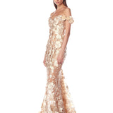 Jasmine Gold Off Shoulder Gown