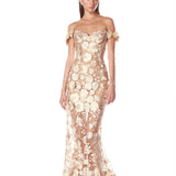 Jasmine Gold Off Shoulder Gown