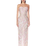 Dahlia Blush Multi Strapless Maxi Dress