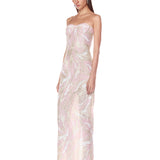 Dahlia Blush Multi Strapless Maxi Dress