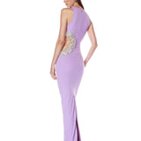 Camila Lilac Rhinestone Cutout Maxi Dress