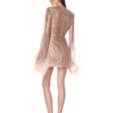 Tokyo Feather Champagne Mini Dress
