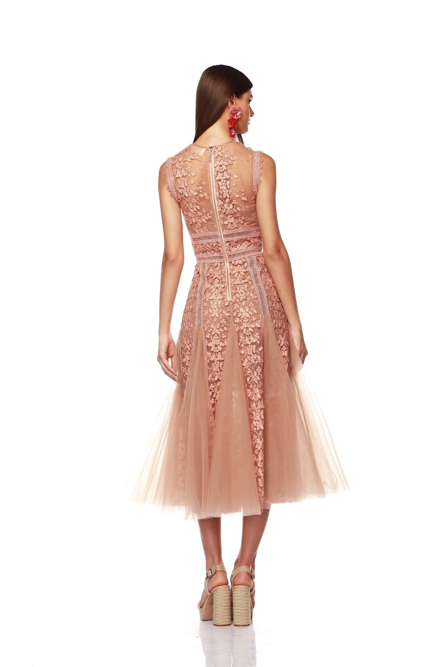 Megan Light Peach Midi Dress