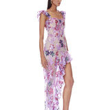 Lotus Sequin Purple Multi Maxi Dress