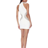 Camila White Rhinestone Cutout Mini Dress