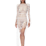 Lana White Crochet Fringe Maxi Dress - SAMPLE