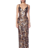 Allegra Gold Multi Maxi Dress