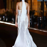 Ashanti Blanc V-Neck Organza Gown