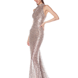 Tessa Silver Halterneck Gown