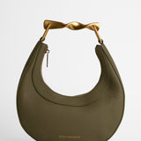 Cecile Midi Bag in Olive Pebbled Leather