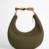 Cecile Midi Bag in Olive Pebbled Leather