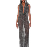 Amalia Noir Beaded Gown