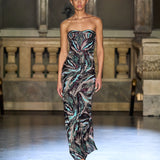 Dahlia Pink Multi Strapless Maxi Dress