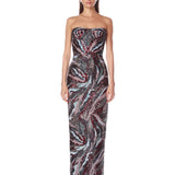 Dahlia Pink Multi Strapless Maxi Dress