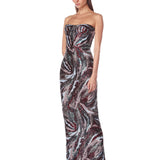 Dahlia Pink Multi Strapless Maxi Dress