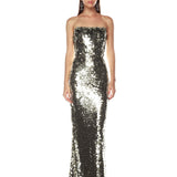 Farah Silver Sequin Strapless Gown