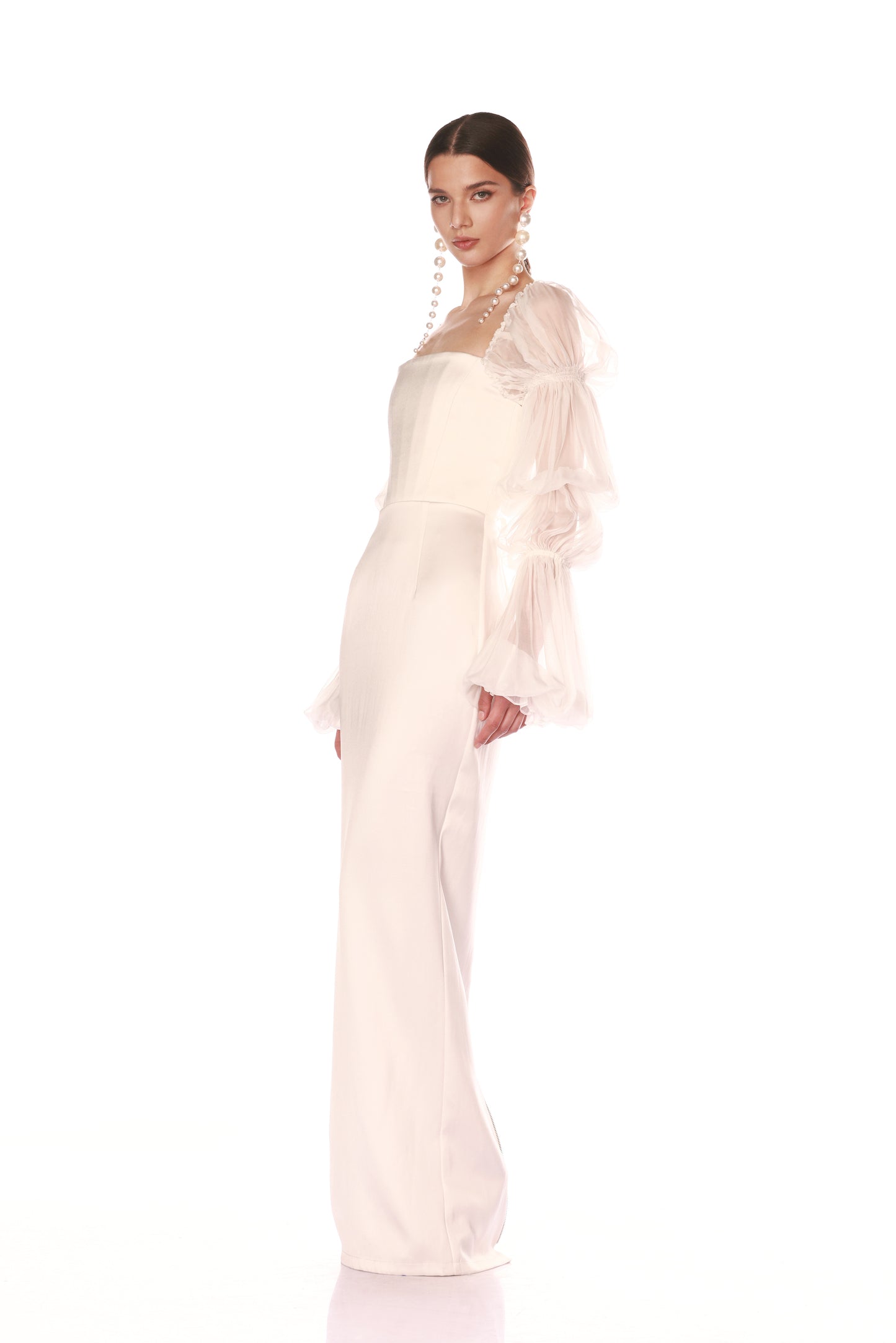 Florentina Blanc Long Sleeve Gown