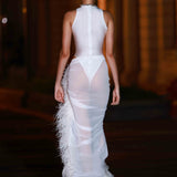 Elle Blanc Skirt + Gaia Blanc Mesh Bodysuit