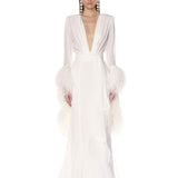 Geisha V-Neck Blanc Gown