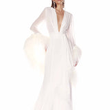 Geisha V-Neck Blanc Gown