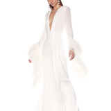 Geisha V-Neck Blanc Gown