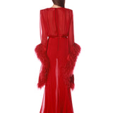 Geisha V-Neck Red Gown
