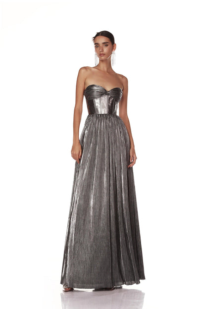 Florence Strapless Silver Gown