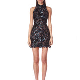 Leona Embroidered Halterneck Mini Dress - SAMPLE