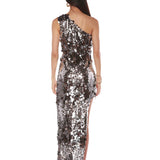 Farah One Shoulder Gunmetal Gown - SAMPLE