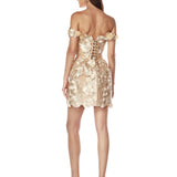 Jasmine Maraya Off The Shoulder Gold Mini Dress