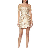 Jasmine Maraya Off The Shoulder Gold Mini Dress
