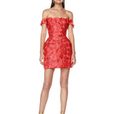 Jasmine Maraya Off The Shoulder Red Mini Dress