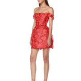 Jasmine Maraya Off The Shoulder Red Mini Dress