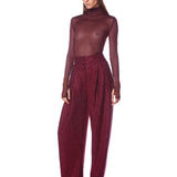 Gaia Mesh Burgundy Long Sleeve Bodysuit - SAMPLE