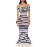 Malory Striped Off Shoulder Gown - SAMPLE