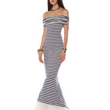 Malory Striped Off Shoulder Gown - SAMPLE