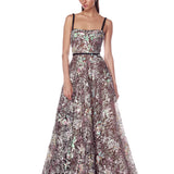 Midnight Embroidered Black Multi Gown