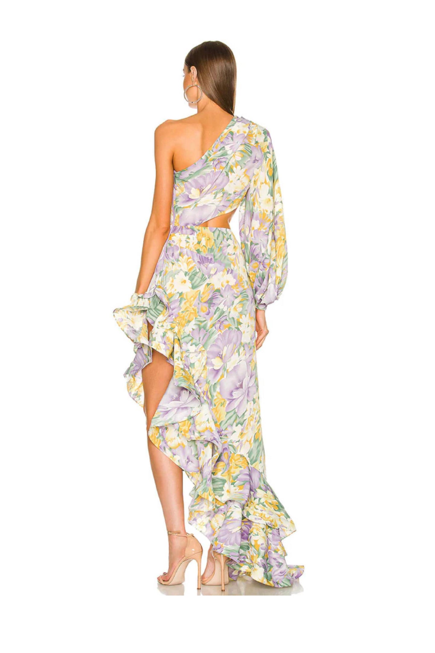 Tropics Violet One Sleeve Maxi Dress