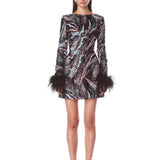 Tokyo Feather Pink Multi Mini Dress - Sample