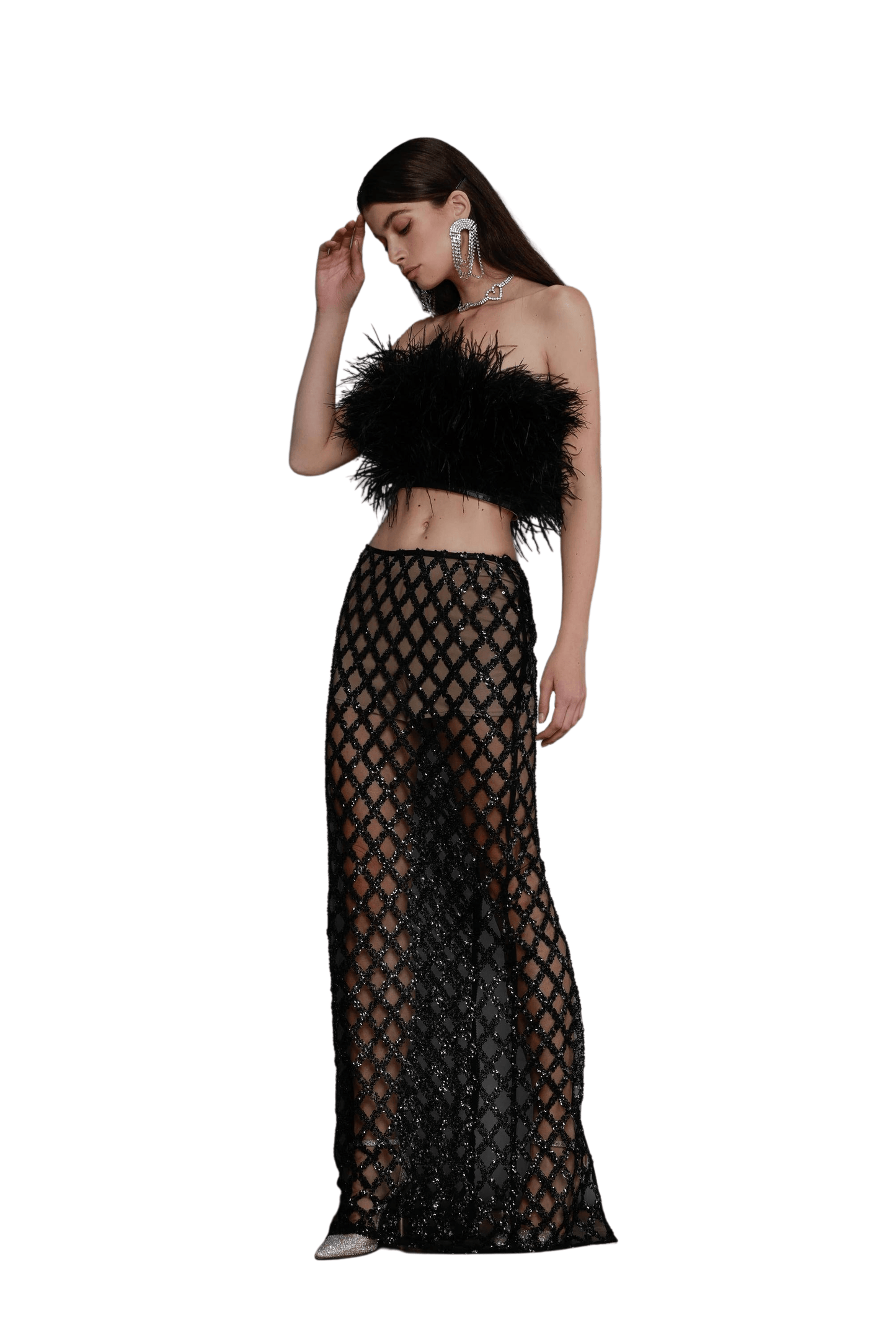 Afiya Noir Feather Top