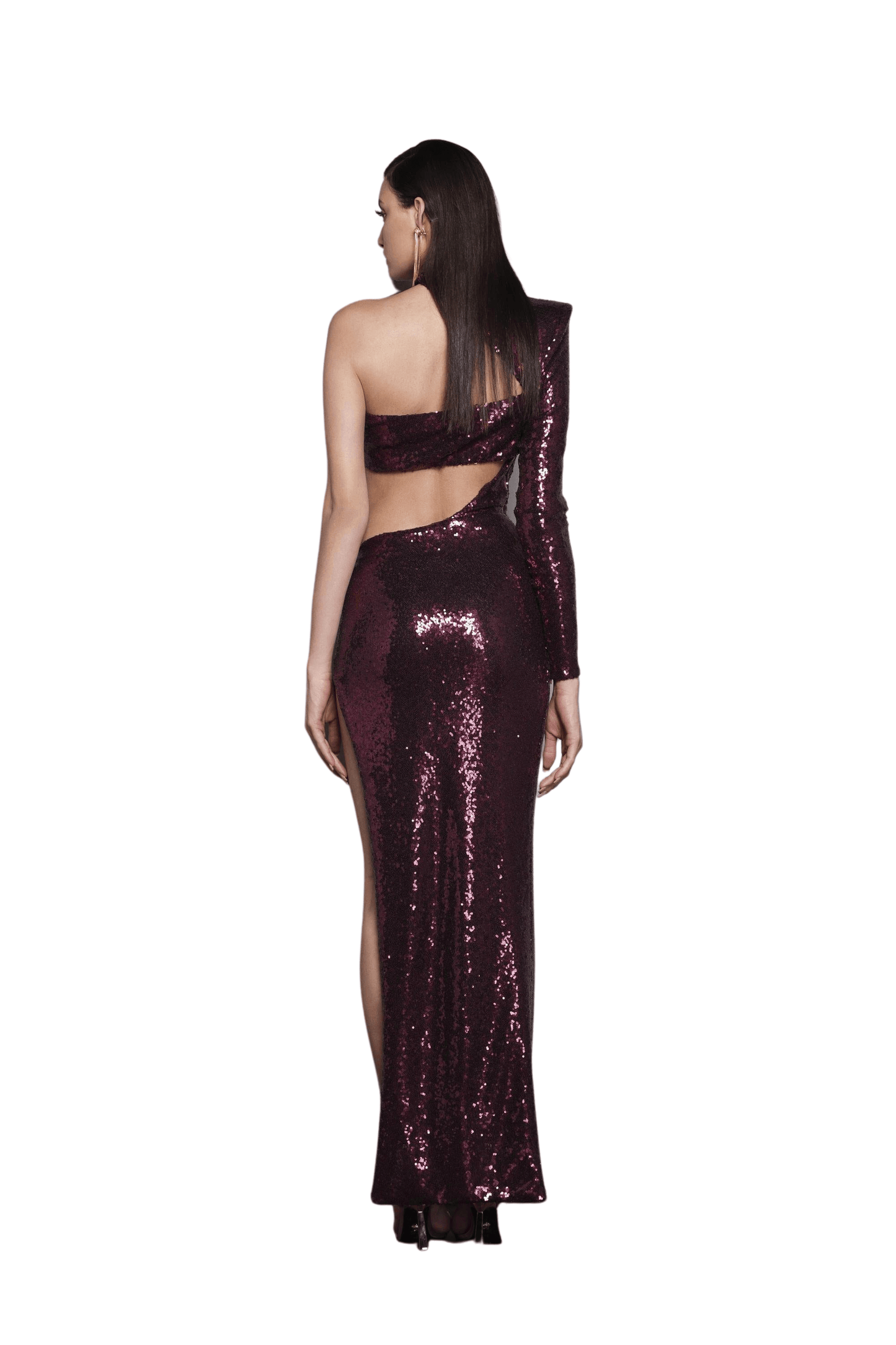 Amara Maroon Sequin Gown