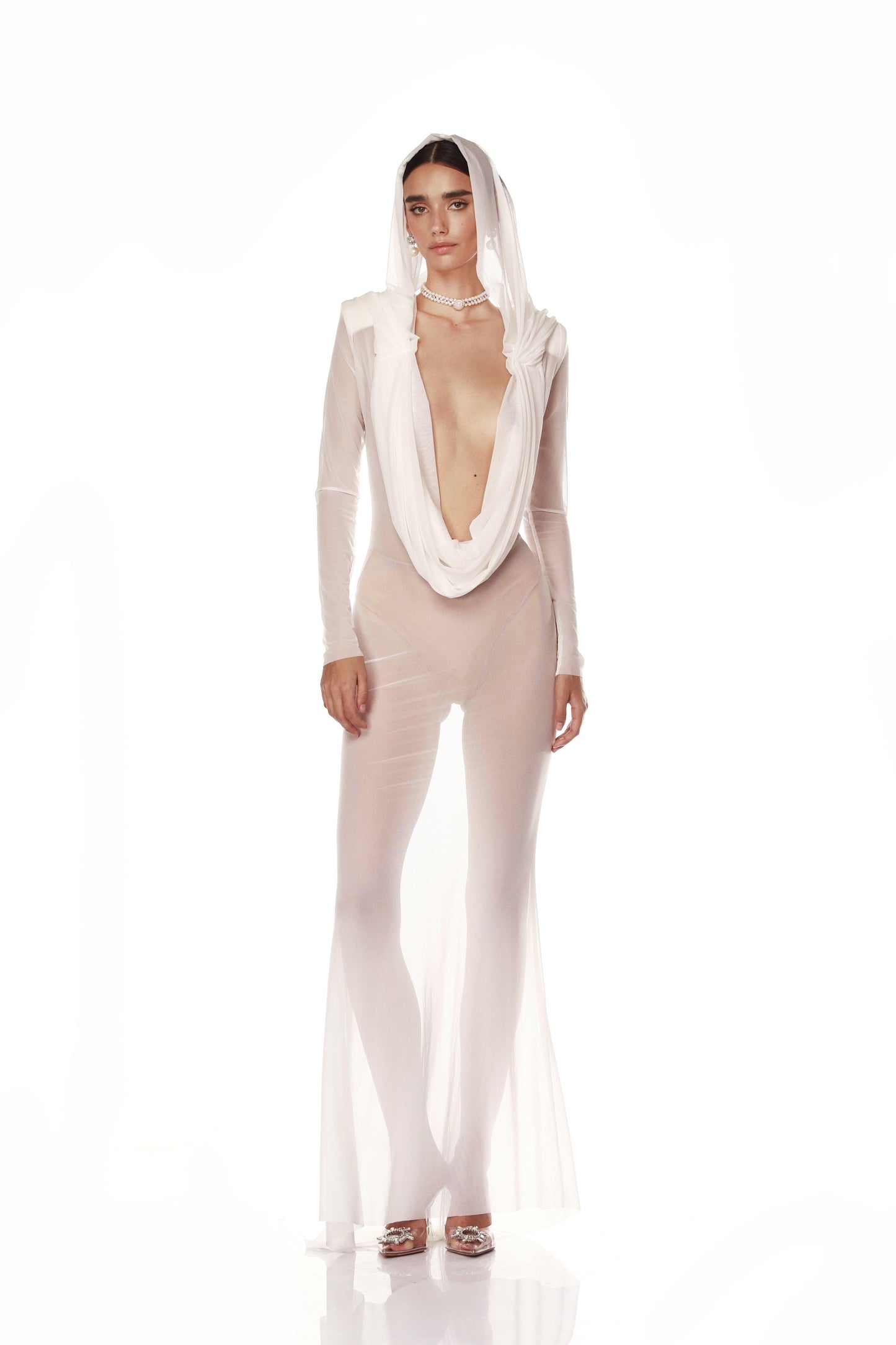 Natalia Blanc Mesh Gown - Pre Order