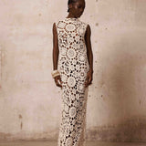 Casablanca Crochet High Neck Maxi Dress
