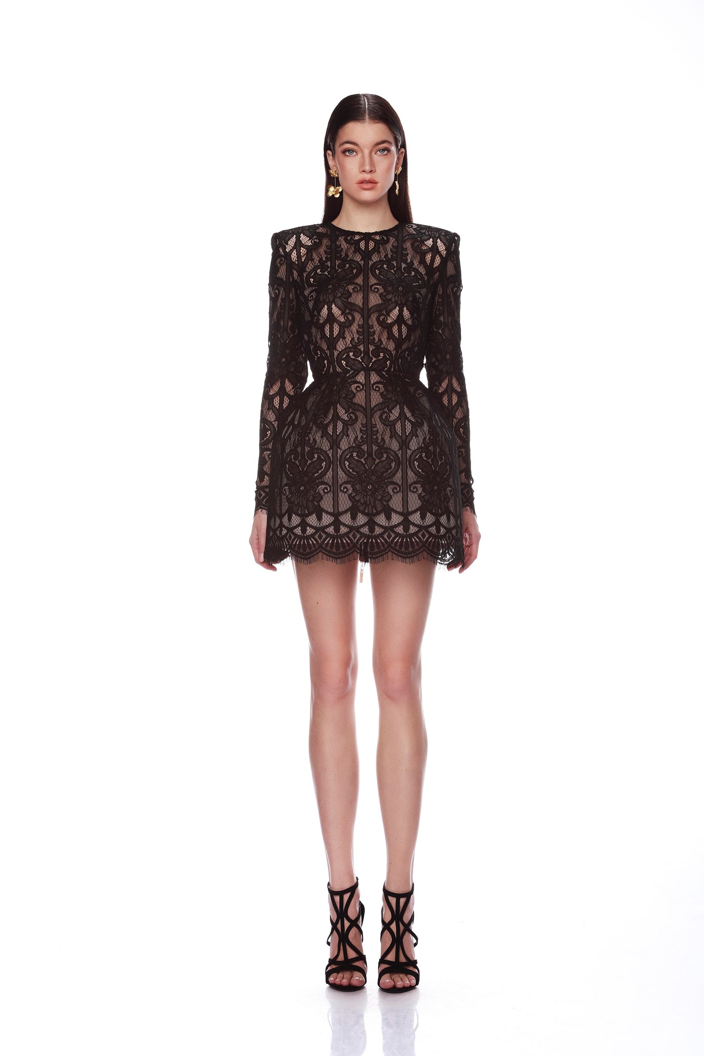 Casey Noir Lace Mini Dress